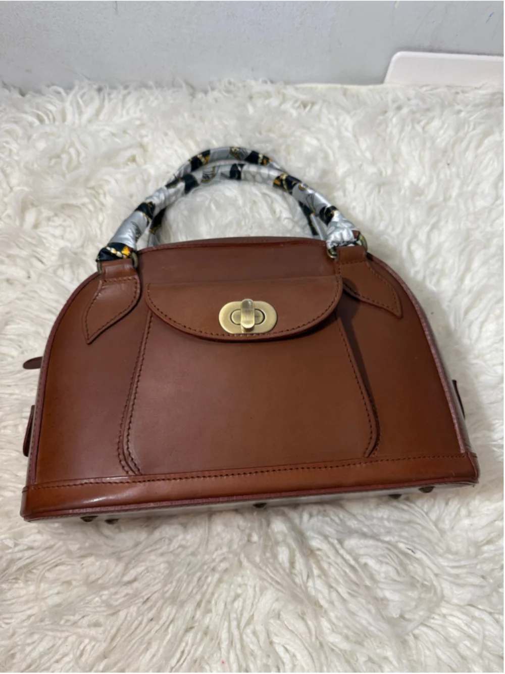 J.M Davidson vintage leather top handle satchel bag medium